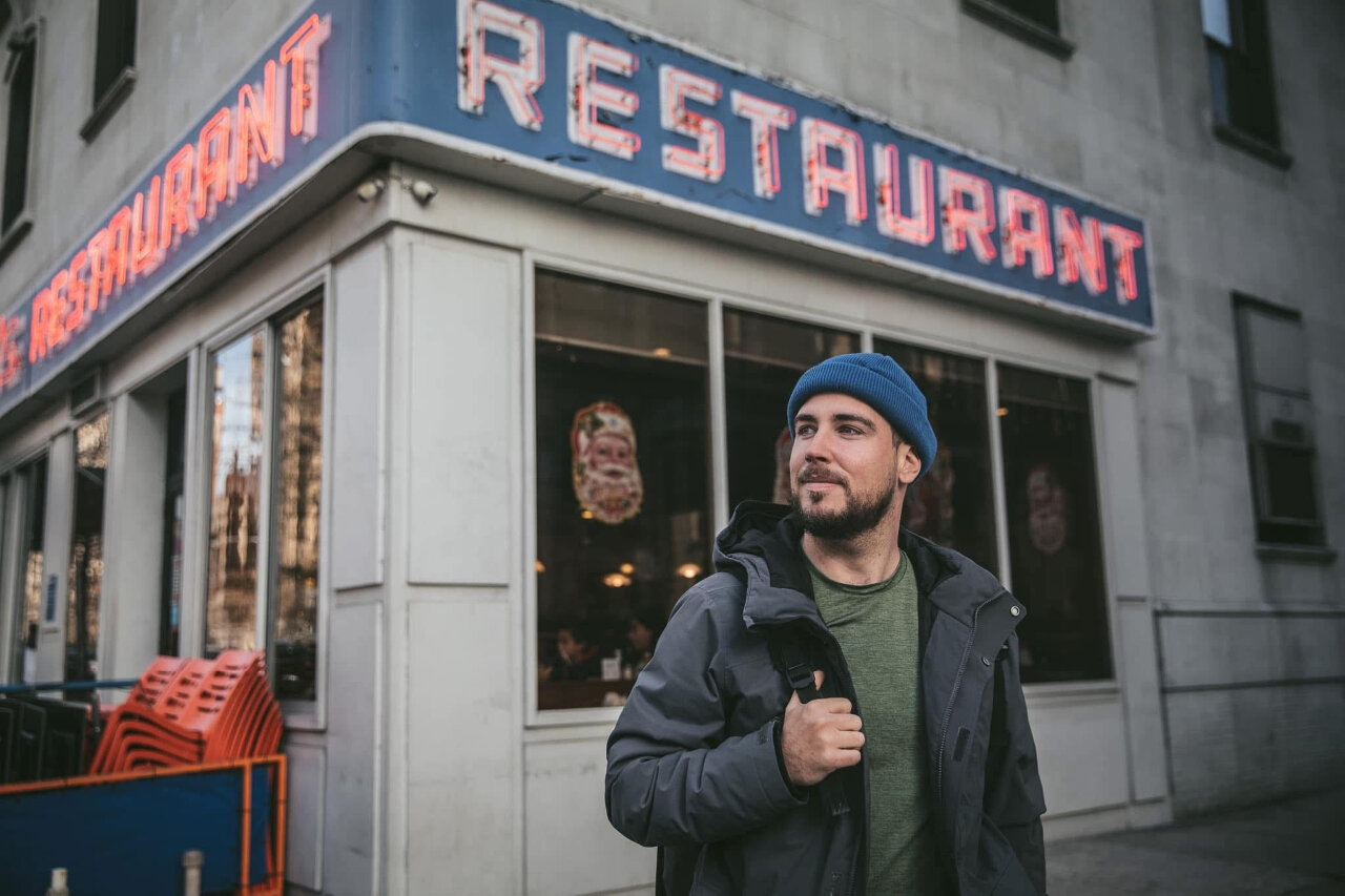 Jesse from Dine in 519 in front of restaurant